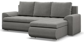 Tokio sarokkanapé, 2 ágyneműtartóval, bársony, jobboldali, világosszürke