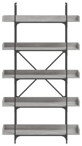 5-szintes szürke sonoma szerelt fa könyvespolc 100x33x180,5 cm