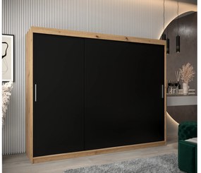 Ruhásszekrény 250 cm Toki (artisan tölgy + matt fekete). 1064868