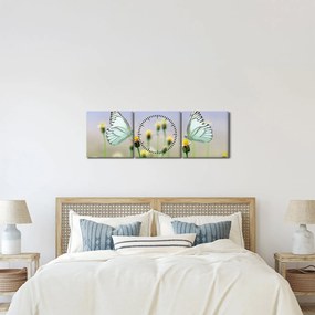 Pillangók eképe a virágon (órával) (90x30 cm)