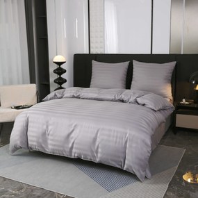 Mikroszálas hotel ágyneműhuzat JASMINE világosszürke - 2 cm csík, hotel stílusú zseb Ágyneműhuzat mérete: 70 x 90 cm | 140 x 200 cm