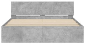 betonszürke ágykeret fejtámlával és LED-del 150x200 cm