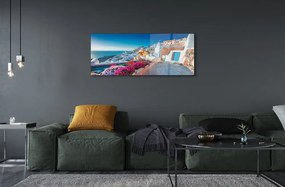 Üvegképek Épületek Görögország tenger virág 125x50 cm