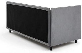 Szürke kárpitozott ágyneműtartós egyszemélyes ágy matraccal 90x200 cm Avela – Bonami Selection
