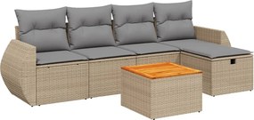 vidaXL 6 részes vegyes bézs polyrattan kerti ülőgarnitúra párnákkal