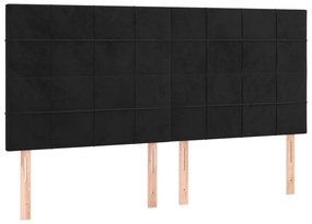 fekete bársony LED-es fejtámla 180x5x118/128 cm