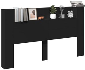 Fejtámla LED -es lámpákkal Fekete 180 x 16,5 x 103,5 cm Faanyag