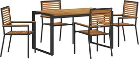 vidaXL Kert étkező szett 5 pcs Fekete és Barna polirattan