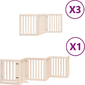 vidaXL nyárfa 15 paneles összecsukható kutyakapu ajtóval 750 cm