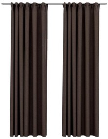vidaXL 2 db tópszínű vászonhatású sötétítőfüggöny kampókkal 140x225 cm