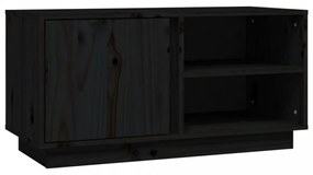 fekete tömör fenyőfa TV-szekrény 80 x 35 x 40,5 cm
