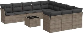 vidaXL 12 részes szürke polyrattan kerti ülőgarnitúra párnákkal