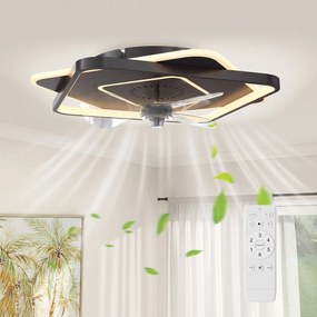 HOMCOM LED mennyezeti lámpa ventilátorral, halk 53 cm, 6 sebesség, időzítő, távirányító, 3 színhőmérséklet, DC motor | Aosom