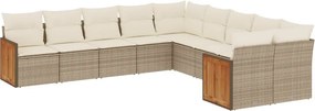 vidaXL 10 részes bézs polyrattan kerti ülőgarnitúra párnával