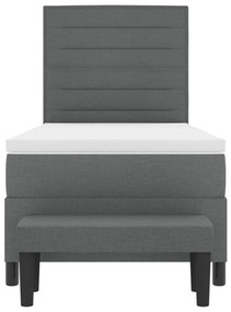 Boxspring ágy matraccal és paddal sötétszürke 90x200 cm szövet