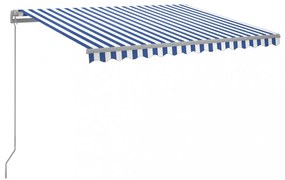 kék és fehér kézzel kihúzható LED-es napellenző 300 x 250 cm