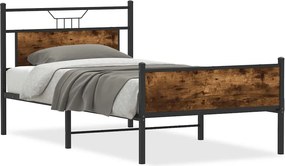 vidaXL füstös tölgy színű szerelt fa ágykeret matrac nélkül 107x203 cm