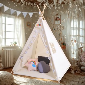Jurhan JULIUS gyerek teepee sátor, 120x120x160cm, fehér/szürke