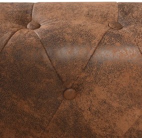 vidaXL 5 személyes barna műbőr Chesterfield sarokkanapé