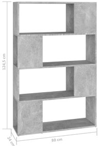 betonszürke térelválasztó könyvszekrény 80 x 24 x 124,5 cm