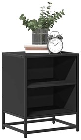 Éjjeliszekrények 2 db Fekete 40x31x50 cm Méretezett fa és fém