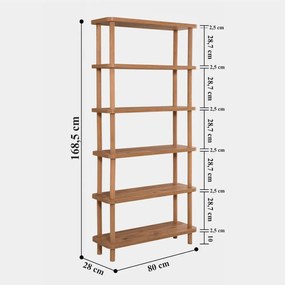 Natúr színű könyvespolc borovi fenyő dekorral 80x168,5 cm Step – Kalune Design