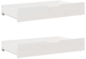 fehér tömör fenyőfa ágykeret fiókokkal 90 x 200 cm