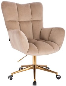 HR650K Latte modern velúr szék arany lábbal