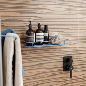 Világoskék öntapadós fém fürdőszobai polc Grena – Compactor