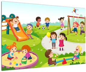 Kép a gyermekek szórakozásáról a homokozóban (90x60 cm)