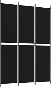 vidaXL 3 paneles fekete szövet térelválasztó 150x220 cm
