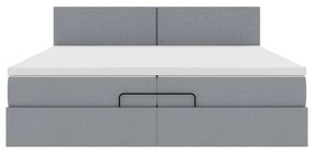 Ottomán ágykeret matraccal világosszürke 200x200 cm szövet