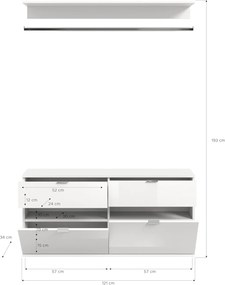 Project X széles 2 ajtós komód fali polccal és akasztóval