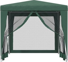 Zöld HDPE rendezvénysátor 4 hálós oldalfallal 2,5x2,5 m