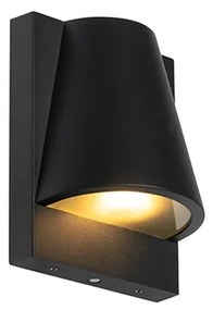 Kültéri fali lámpa fekete IP44 alkonyati kapcsolóval - Femke