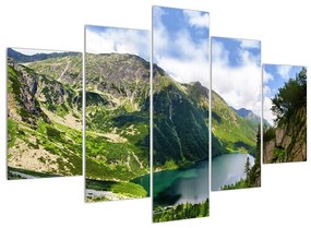 Hegyi tájkép és tó (150x105 cm)