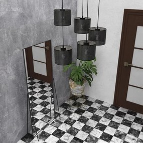 Csillár zsinóron LOFT SHADE 5xE27/60W/230V fekete