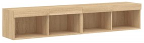 2 db sonoma tölgy színű TV-szekrény LED-ekkel 80x30x30 cm