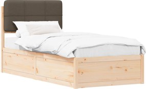vidaXL Ágykeret Kárpitozott Fejtámlával Tópszínű 100 x 200 cm