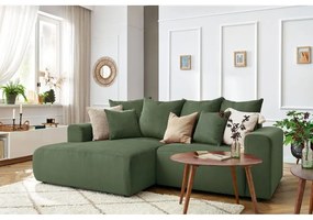 Zöld bársony sarokkanapé Enjoy – Bobochic Paris