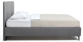 Szürke kárpitozott franciaágy ágyráccsal 180x200 cm Noira Slim – Bonami Selection