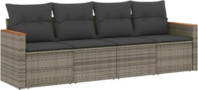 vidaXL 4 részes szürke polyrattan kerti ülőgarnitúra párnákkal