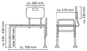 Ridder - Fürdőkád ülőke fogantyúval 70x63 cm fehér