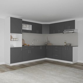 Karo V36 sarok konyhabútor 28 mm-es Thermo munkalappal, Antracit / Fehér, 280 x 220 cm