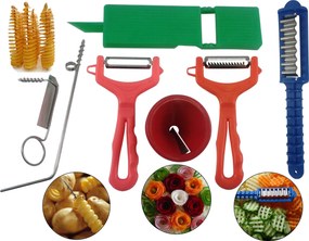 Hegyező, Spirál Kés 2db, Hámozó 2db, Carving Julienne Reszelő #23