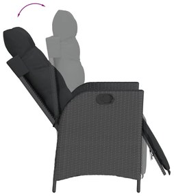 5 részes fekete polyrattan kerti étkezőgarnitúra párnákkal