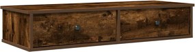 vidaXL füstölt tölgy szerelt fa falipolc fiókokkal 100 x 37,5 x 19 cm