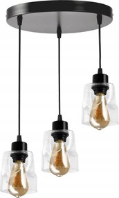 Mennyezeti lámpa Led Plafon E27 3x E27 Üveg Feltekerhető Négyzet Átlátszó