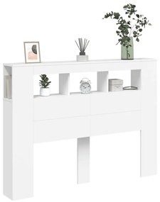 fehér szerelt fa LED-es fejtámla 140x18,5x103,5 cm