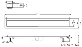 AREZZO design 2in1 800 mm-es rozsdamentes acél folyóka fekete